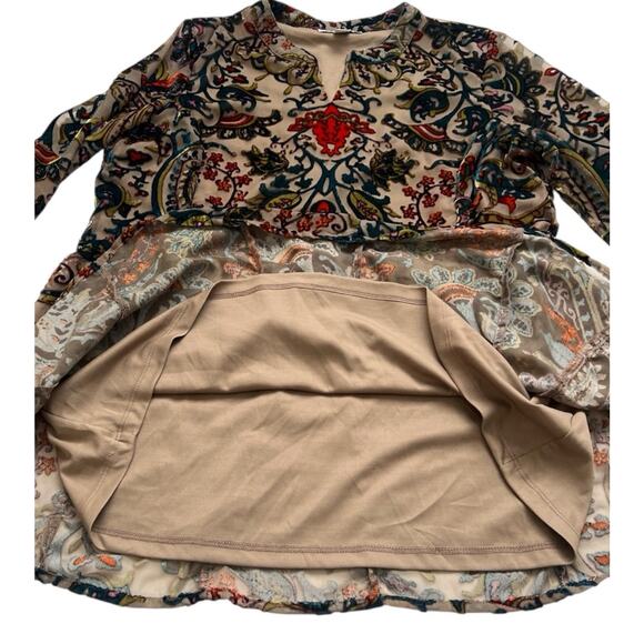 Coldwater Creek Blouse Women LP Floral Velvet Burn Out Pull Over Tunic Boho - Picture 11 of 13